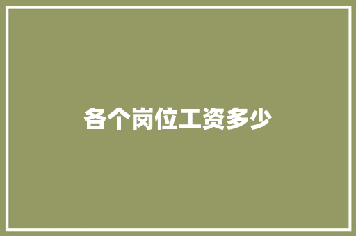 各个岗位工资多少
