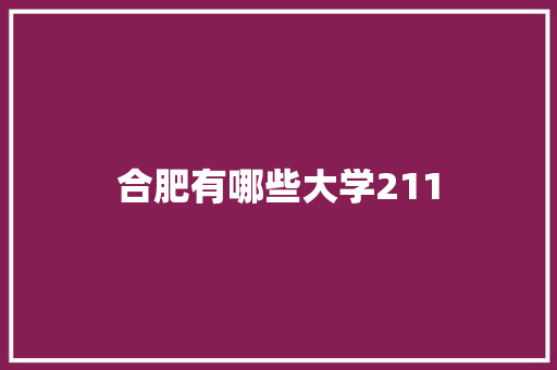 合肥有哪些大学211