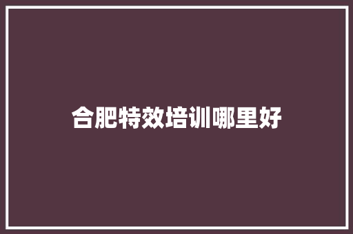合肥特效培训哪里好