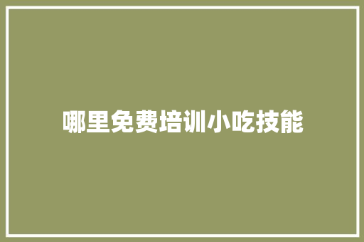 哪里免费培训小吃技能