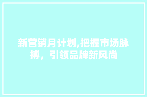 新营销月计划,把握市场脉搏，引领品牌新风尚