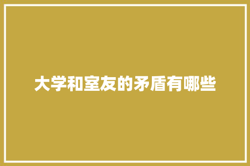 大学和室友的矛盾有哪些