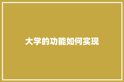 大学的功能如何实现
