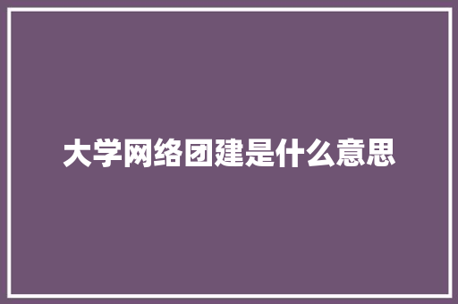 大学网络团建是什么意思