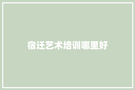 宿迁艺术培训哪里好