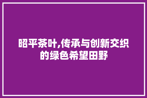 昭平茶叶,传承与创新交织的绿色希望田野
