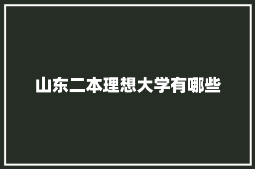 山东二本理想大学有哪些
