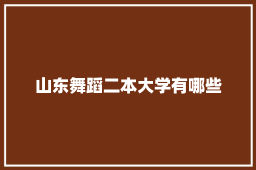 山东舞蹈二本大学有哪些