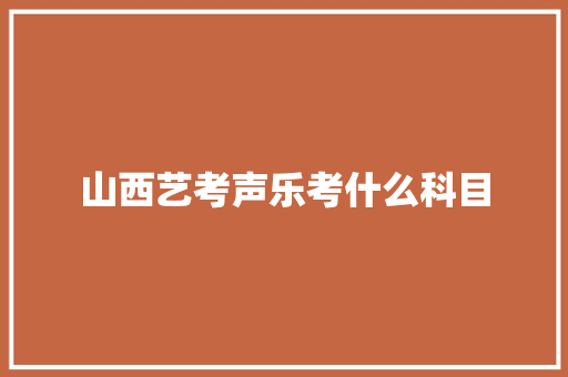 山西艺考声乐考什么科目