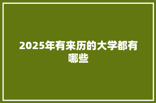 2025年有来历的大学都有哪些