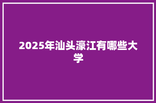 2025年汕头濠江有哪些大学