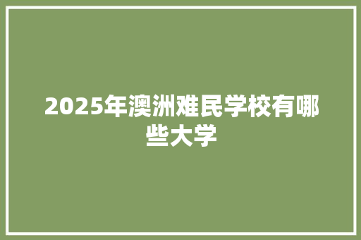 2025年澳洲难民学校有哪些大学