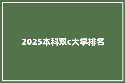 2025本科双c大学排名
