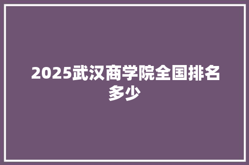 2025武汉商学院全国排名多少