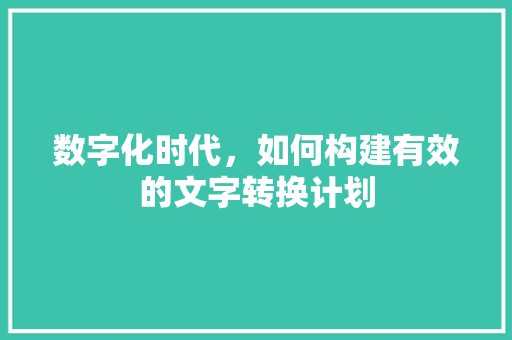 数字化时代，如何构建有效的文字转换计划