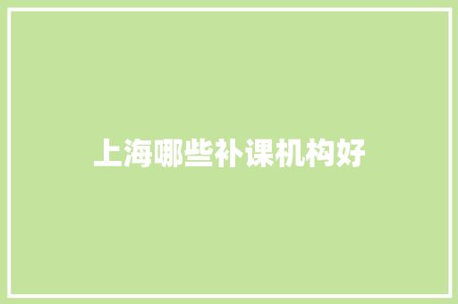 上海哪些补课机构好