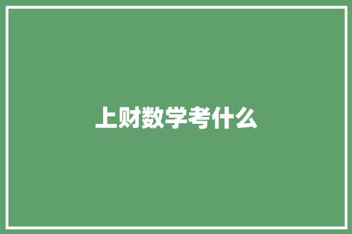 上财数学考什么