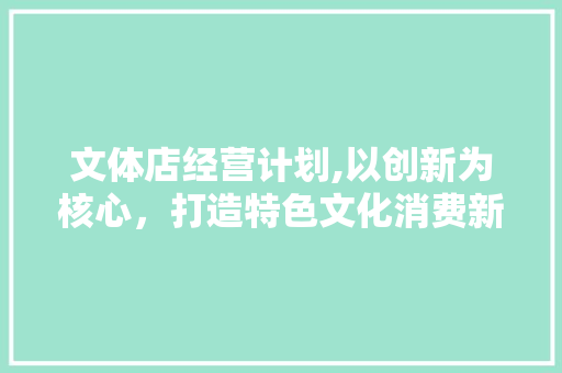 文体店经营计划,以创新为核心，打造特色文化消费新地标