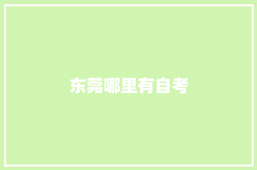 东莞哪里有自考