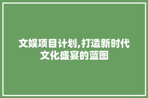 文娱项目计划,打造新时代文化盛宴的蓝图