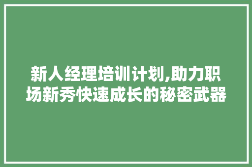 新人经理培训计划,助力职场新秀快速成长的秘密武器 成语汇编