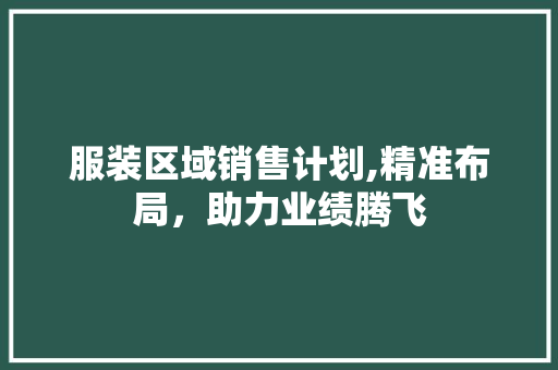 服装区域销售计划,精准布局，助力业绩腾飞