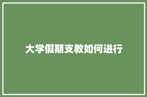 大学假期支教如何进行