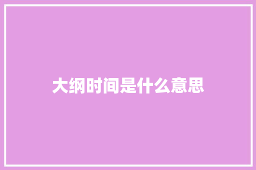 大纲时间是什么意思