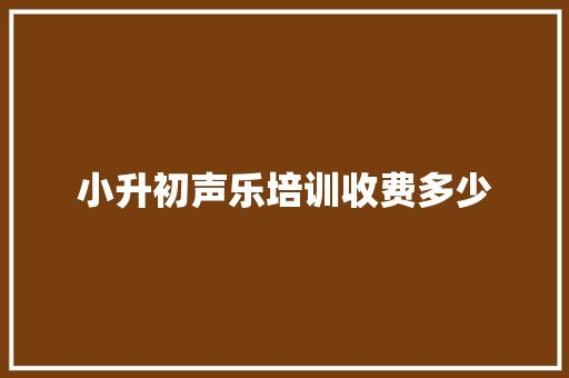 小升初声乐培训收费多少