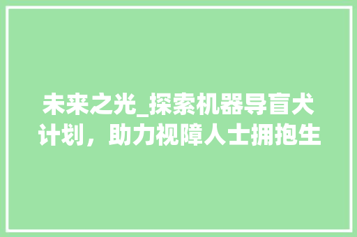 未来之光_探索机器导盲犬计划，助力视障人士拥抱生活