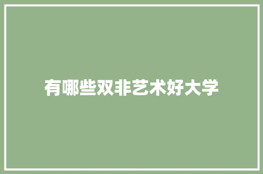 有哪些双非艺术好大学