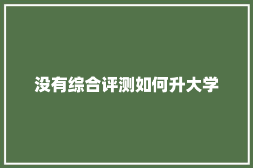 没有综合评测如何升大学