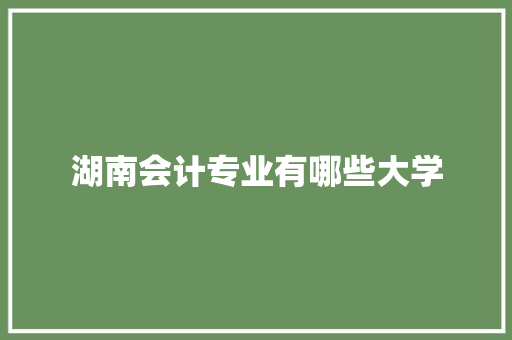 湖南会计专业有哪些大学