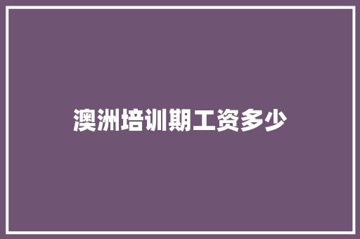 澳洲培训期工资多少