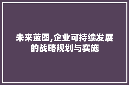 未来蓝图,企业可持续发展的战略规划与实施