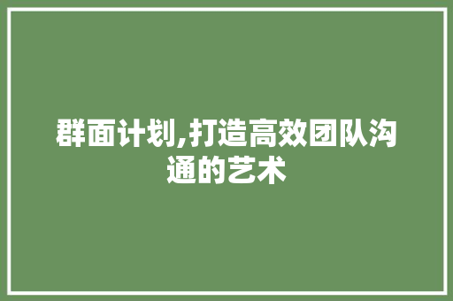 群面计划,打造高效团队沟通的艺术 成语汇编