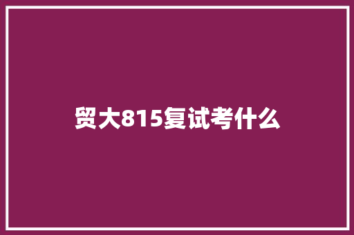 贸大815复试考什么