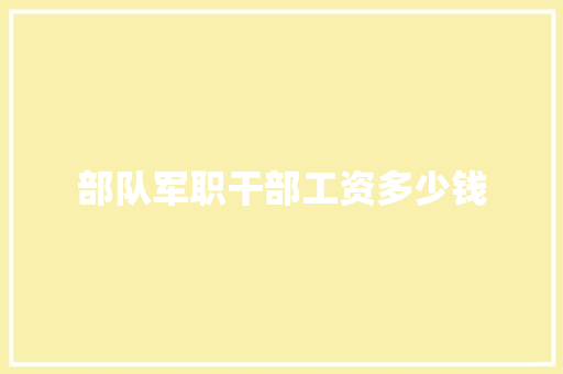 部队军职干部工资多少钱