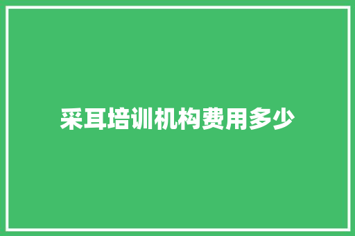 采耳培训机构费用多少