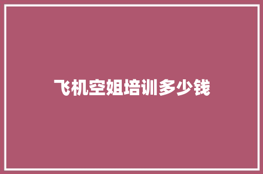 飞机空姐培训多少钱