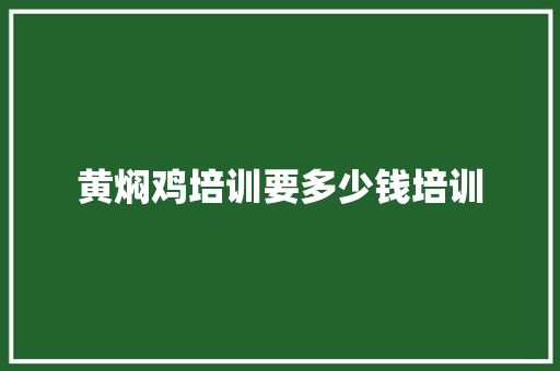 黄焖鸡培训要多少钱培训