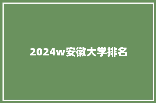 2024w安徽大学排名