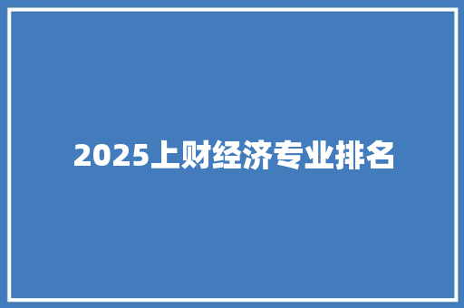 2025上财经济专业排名