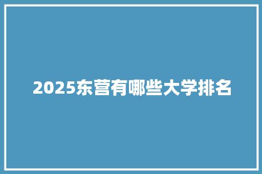 2025东营有哪些大学排名