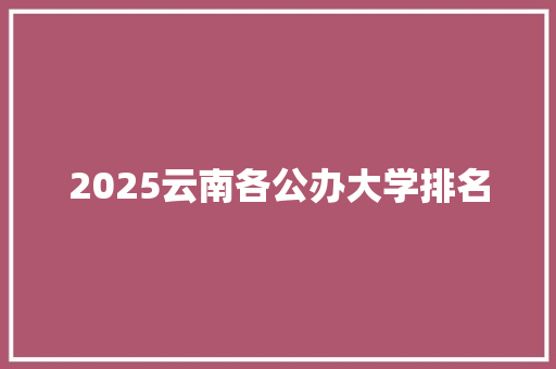 2025云南各公办大学排名