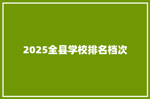 2025全县学校排名档次
