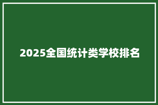 2025全国统计类学校排名