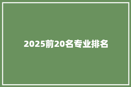 2025前20名专业排名