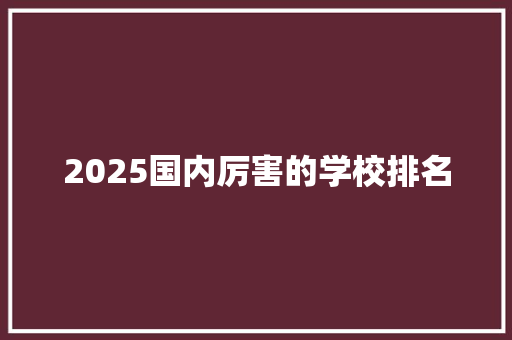 2025国内厉害的学校排名