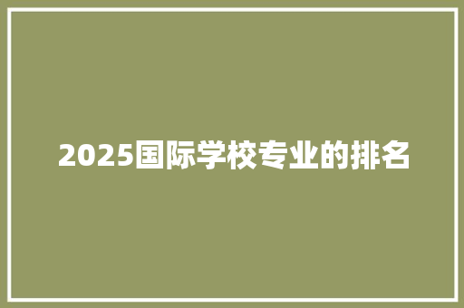 2025国际学校专业的排名